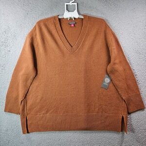 NWT Vince Camuto Sweater Women 3X Plus Knit‎ V-Neck Long Sleeve Red Brown - NEW